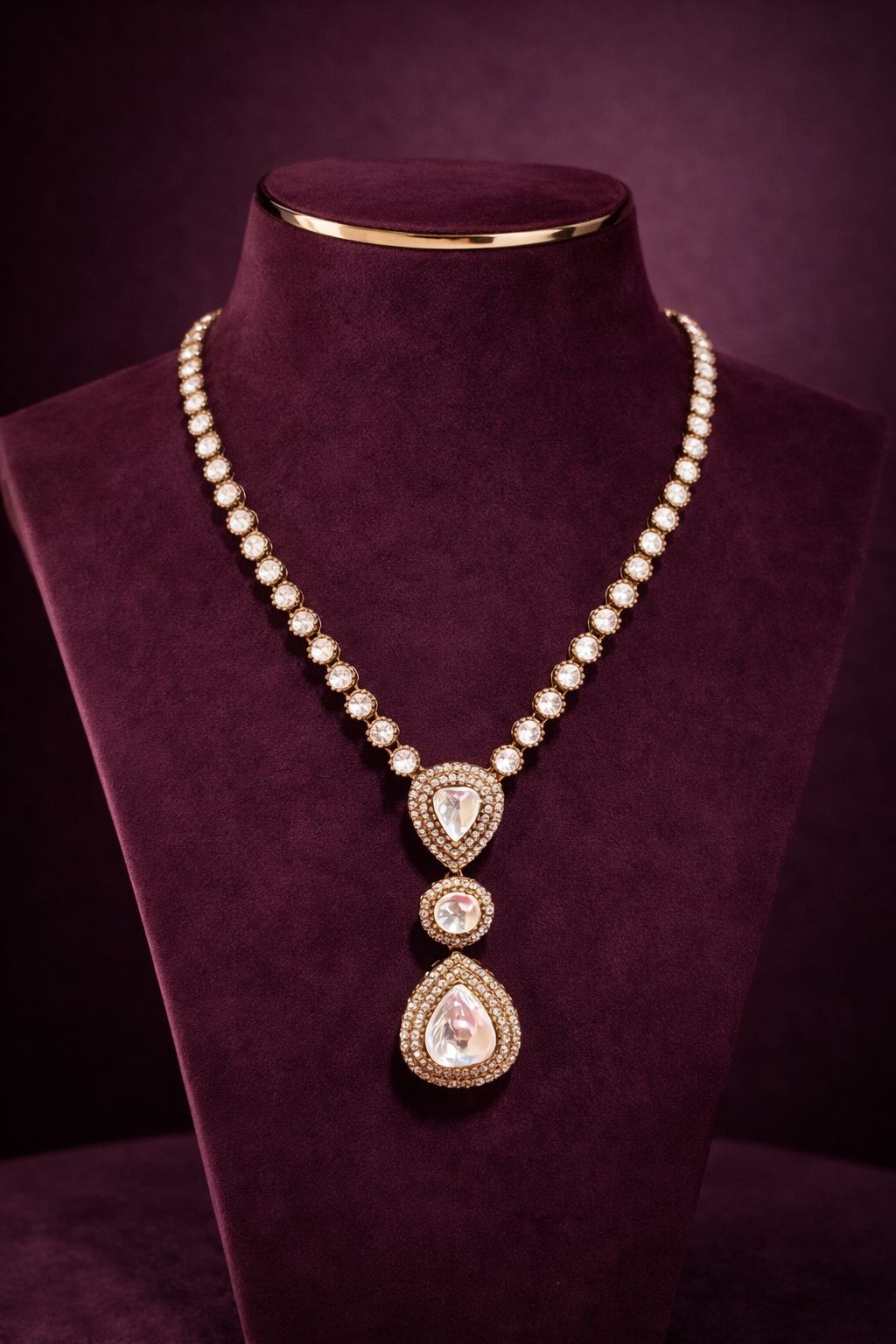TOJ Everyday - Antique Finish Handcrafted Polki and Diamond Necklace Set