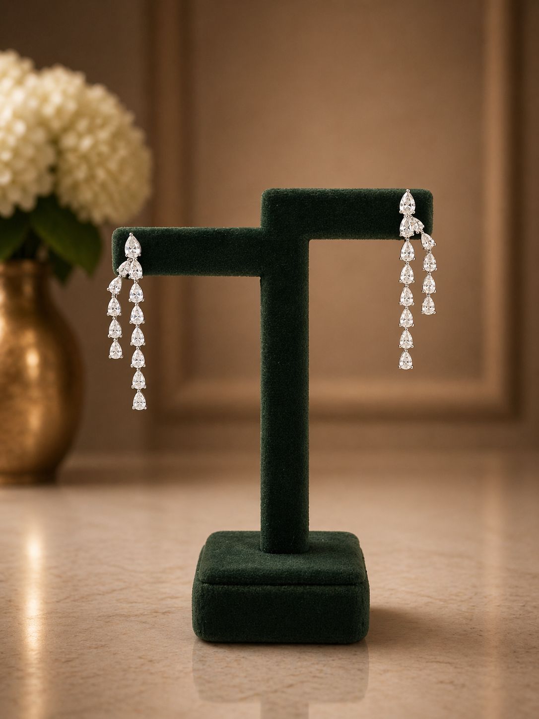 Premium TOJ Everyday - Drop Diamond Solitaire Cocktail Statement Necklace Set for Women