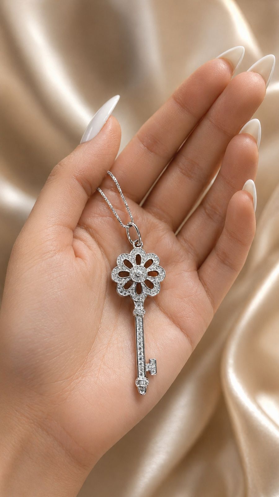 Exclusive Pure 925 Silver Cabana American Diamond Studded Key Ring on Pure 925 Silver