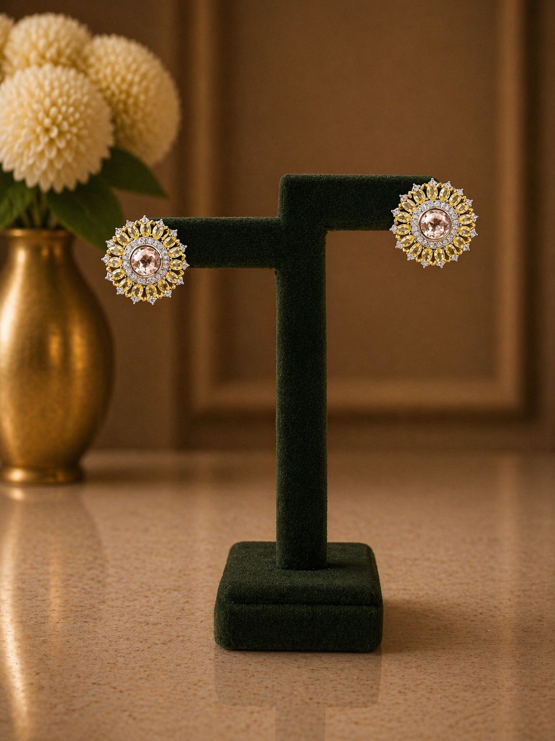 Premium TOJ Everyday - Yellow Oval Diamond Solitaire Fancy Party Stud Earrings for Women