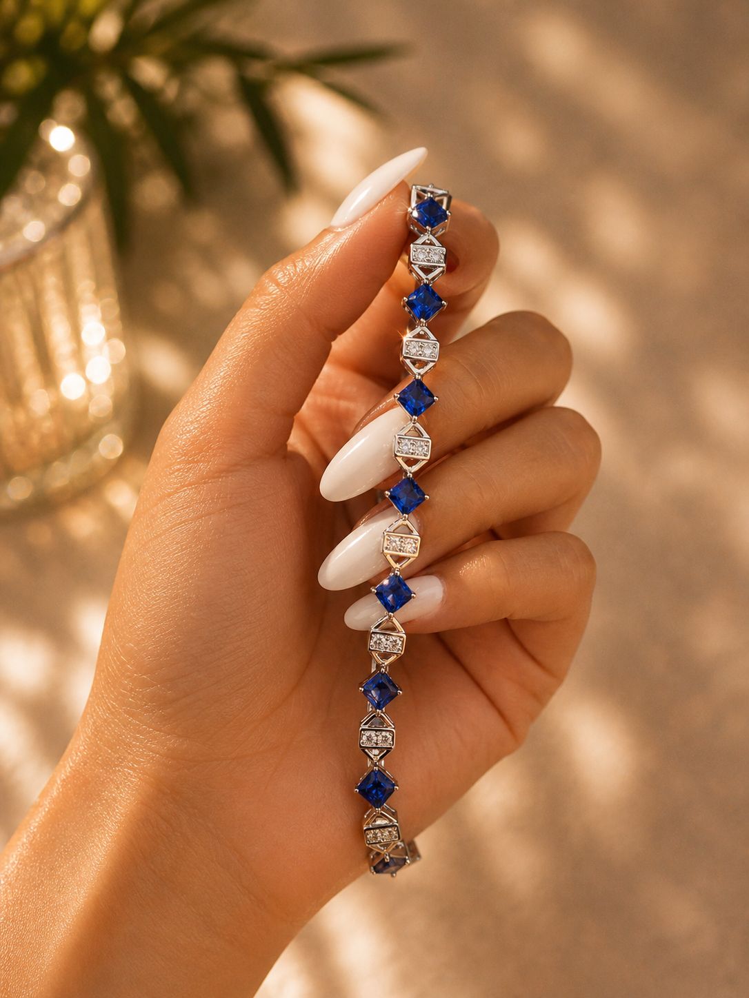 Ultra Premium Blue Diamond Intricate Setting Tennis Bracelet