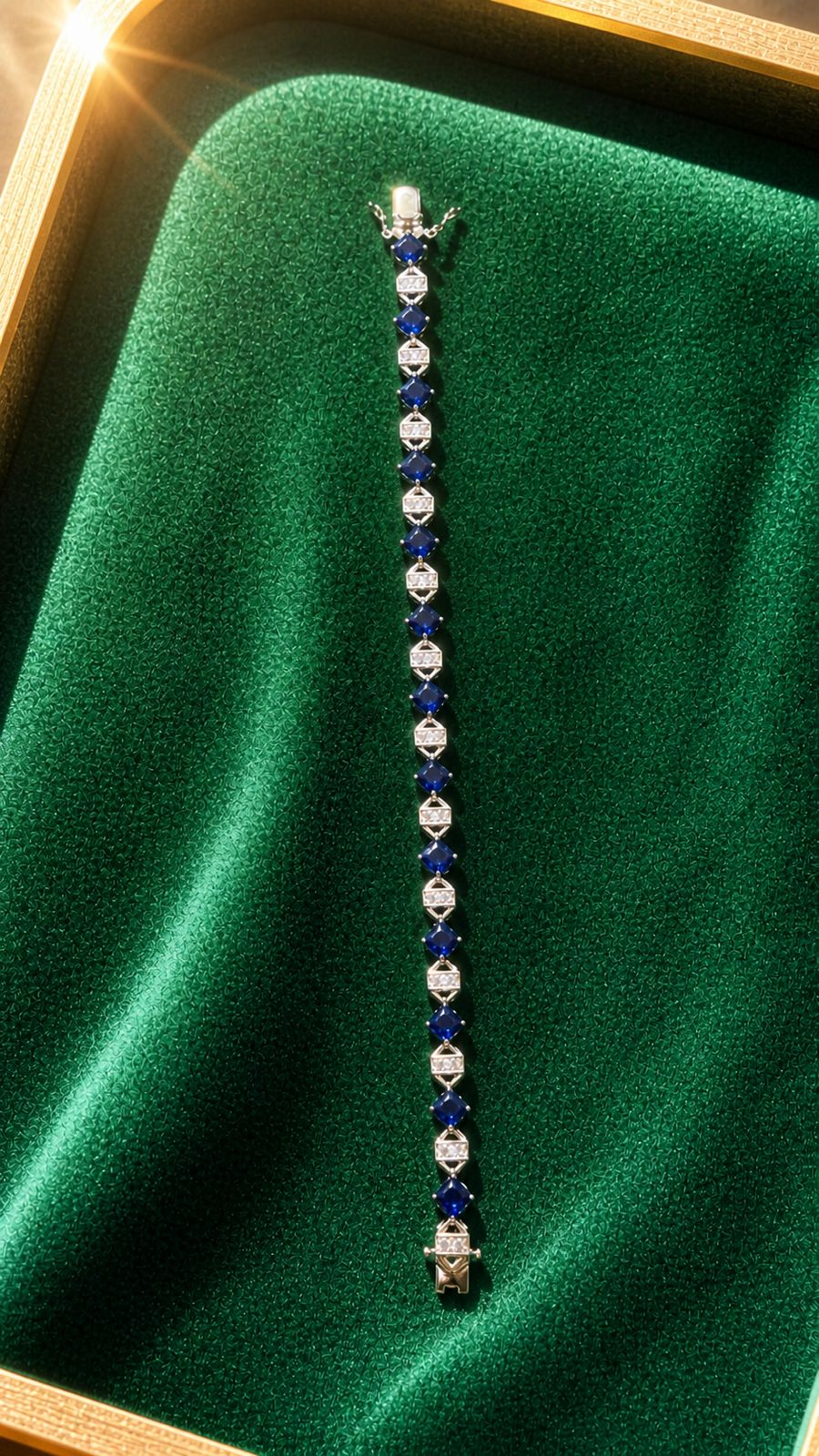 Ultra Premium Blue Diamond Intricate Setting Tennis Bracelet