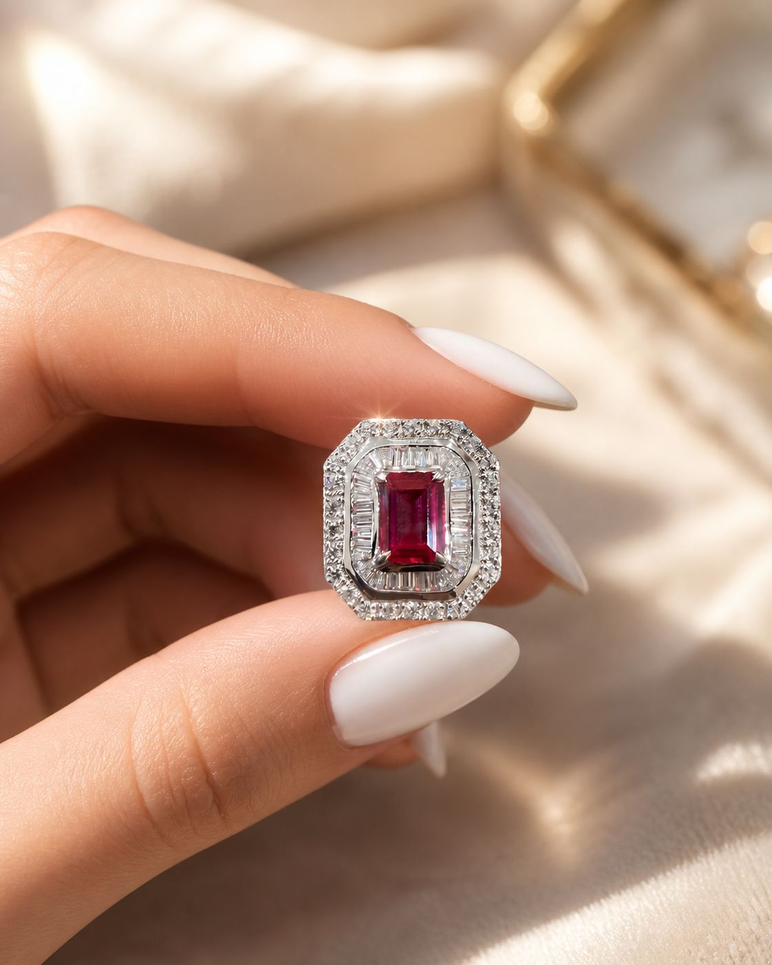 Ultra Premium Ruby and Diamond Statement Stud Earrings with Premium Screw Backs