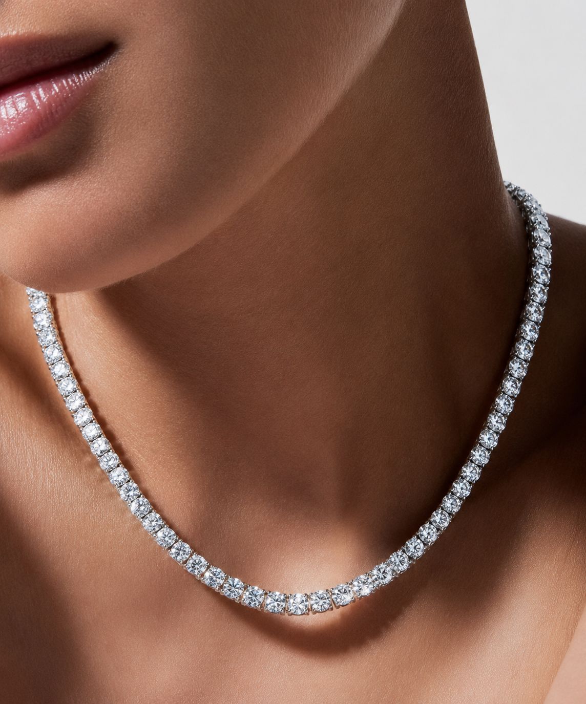 TOJ Everyday - Classic Pointer Solitaire Single Line Necklace Set with Earrings