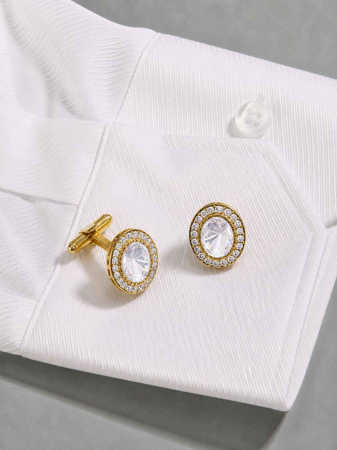 TOJ Everyday - Antique Gold Finish Oval Polki Mens Cufflink
