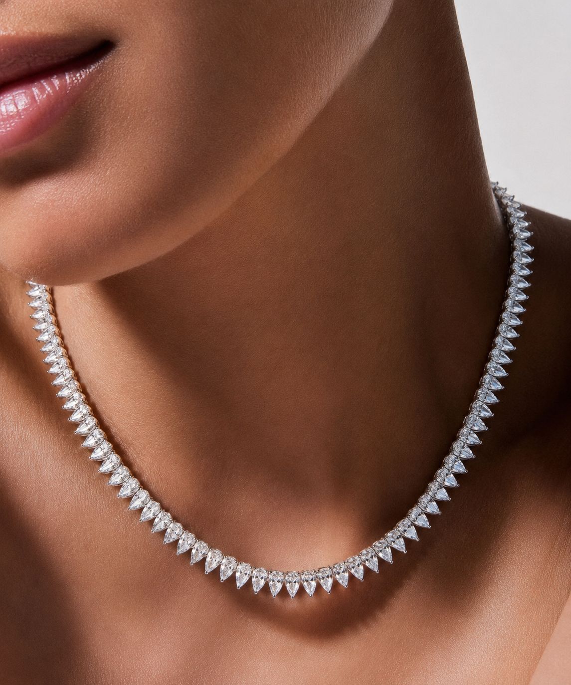 TOJ Everyday - Premium 50 Pointer Drop Solitaire Marky Necklace Set with Earrings