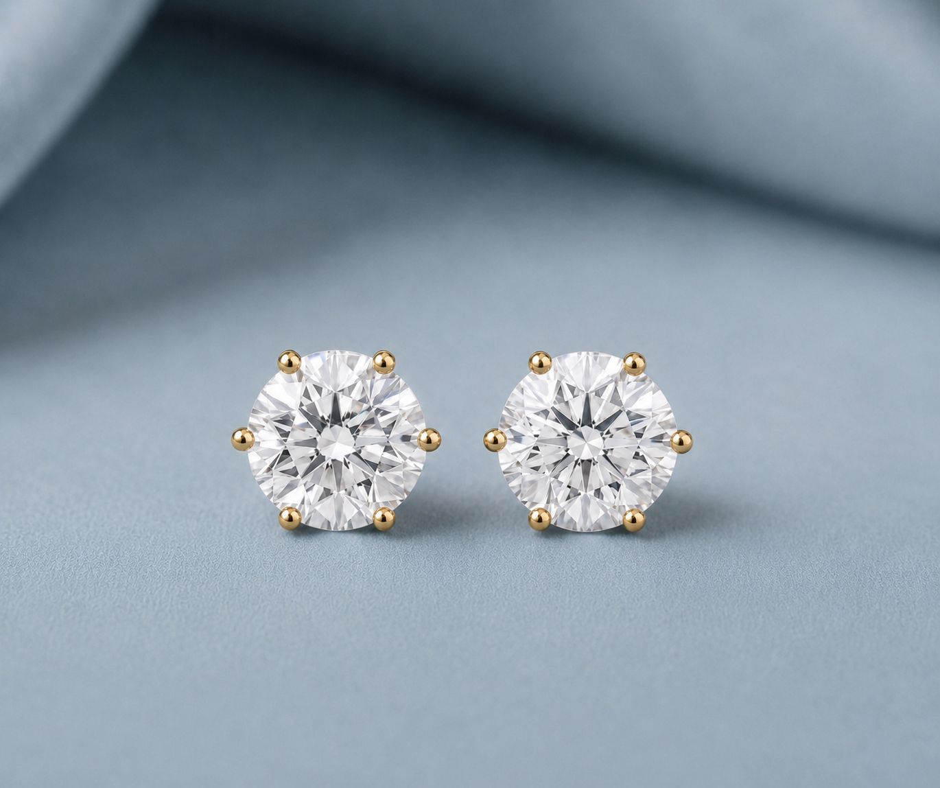 50 Cents Each Solitaire Stud with Premium Screw Backs on Pure 925 Silver-18k Gold finish