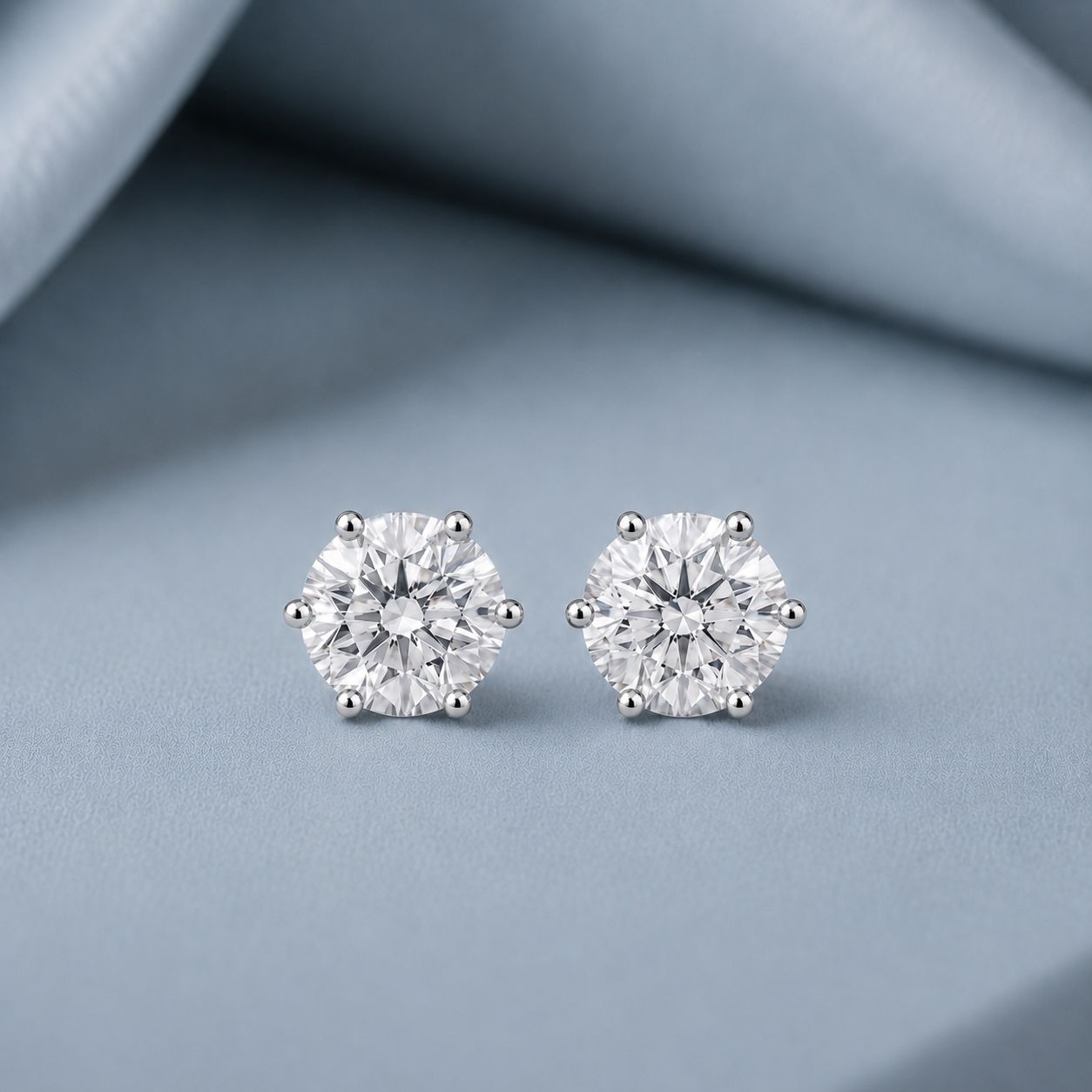 50 Cents Each Solitaire Stud with Premium Screw Backs on Pure 925 Silver-White Gold finish