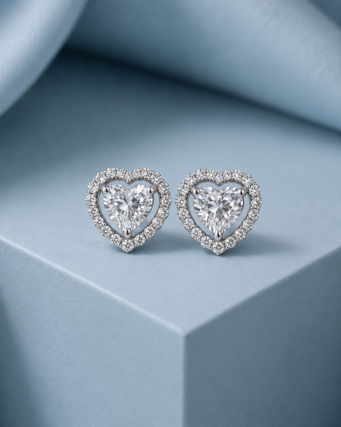 Premium 1 Carat Each Heart Solitaire Anna Studs with Screw Backs