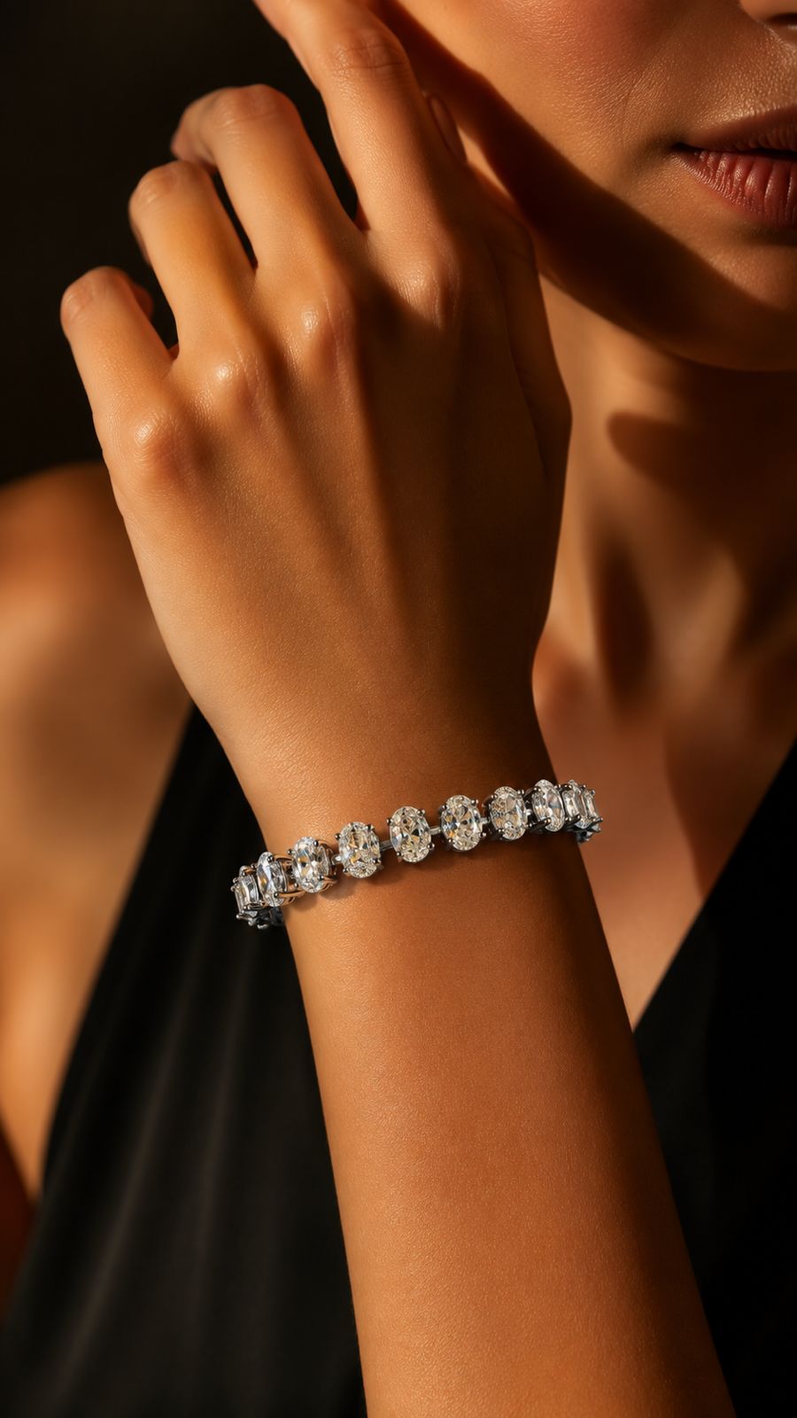 Oval Cut Solitaire Diamond Antique Finish Anti Tarnish Tennis Bracelet for Women