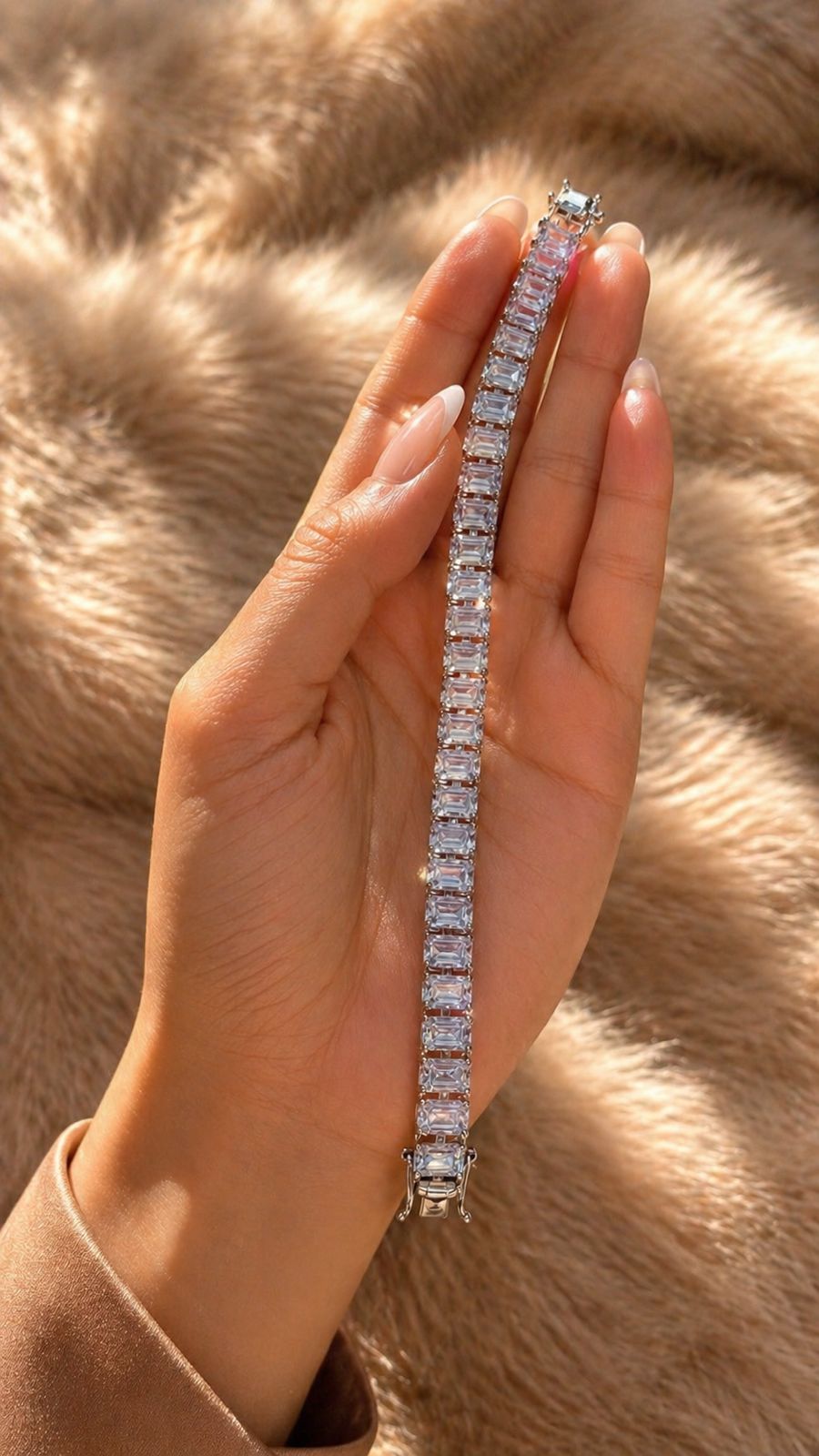 TOJ Everyday - Emerald Cut Diamond Solitaire Anti Tarnish Tennis Bracelet for Women