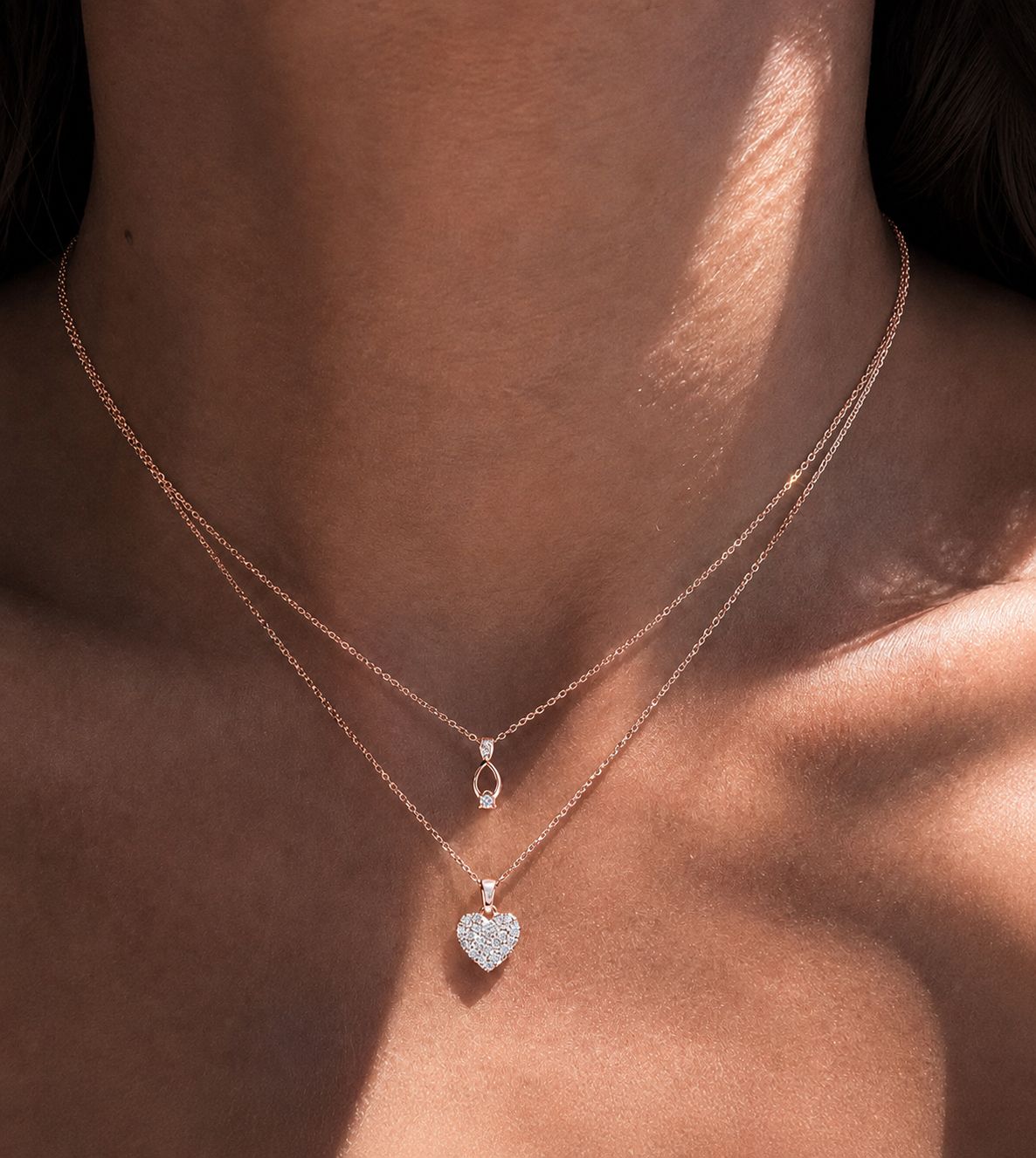 The Heart and Ring Proposal Necklace  Rose Gold Finish On Pure 925 Silver