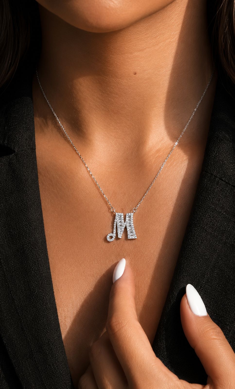 American Diamond Studded Initial Pendants on Pure 925 Silver
