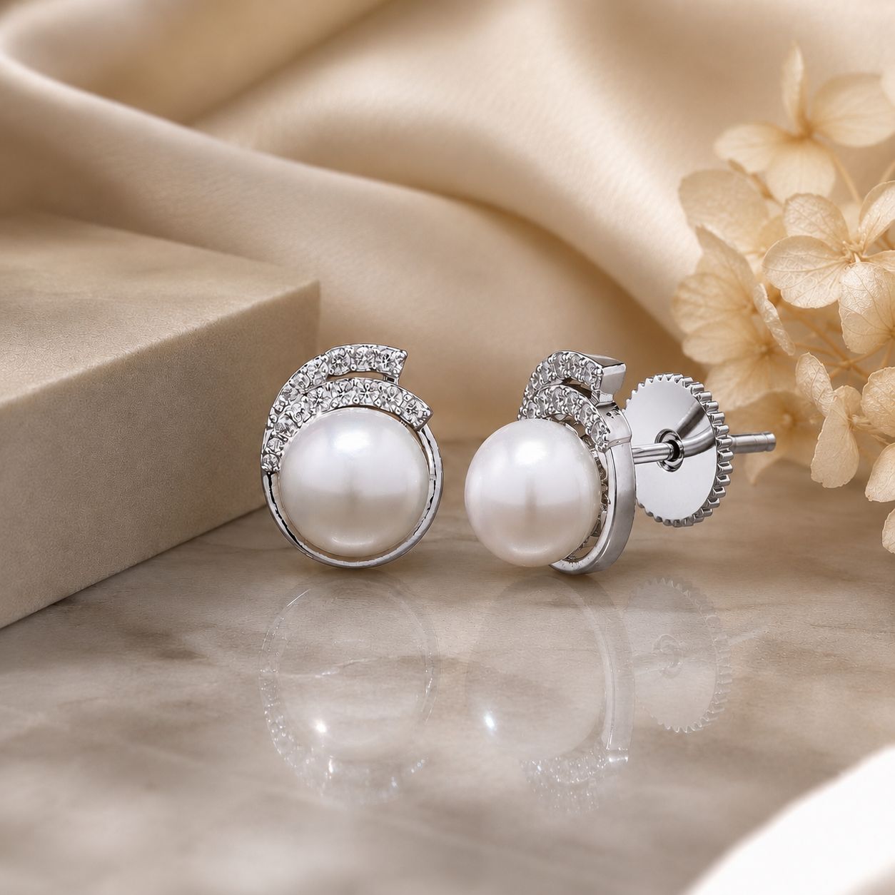 TOJ Everyday - Freya Fresh Water Pearl American Diamond Studs
