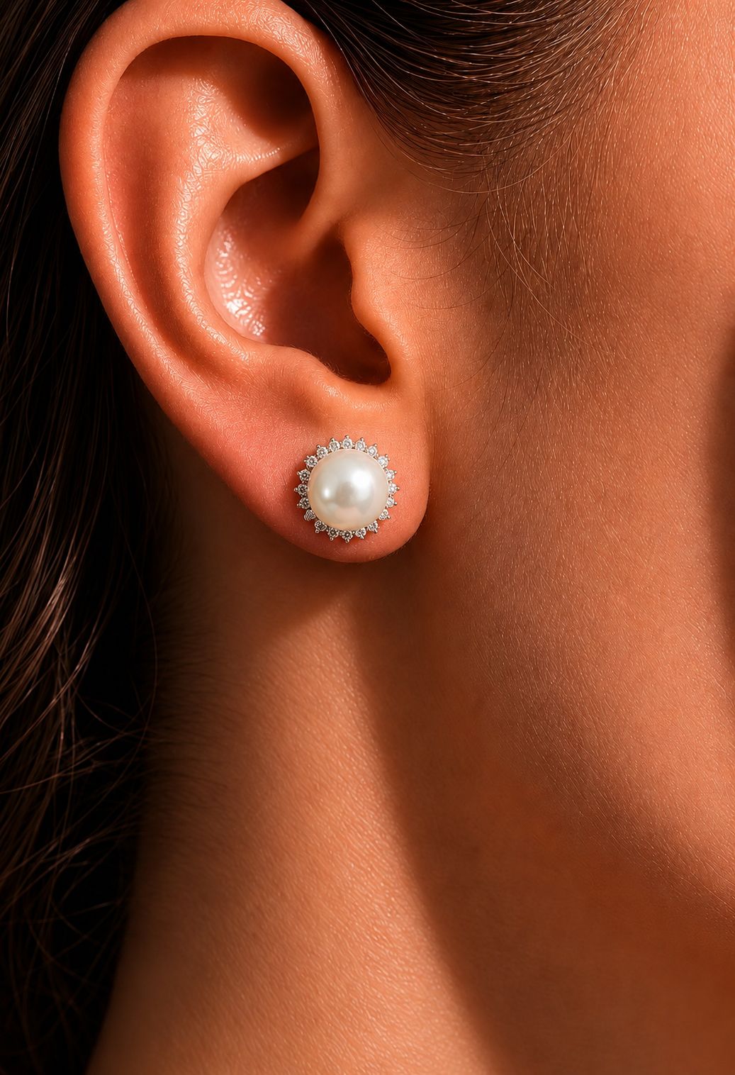 TOJ Everyday - Danita Fresh Water Pearl Studs with American Diamonds