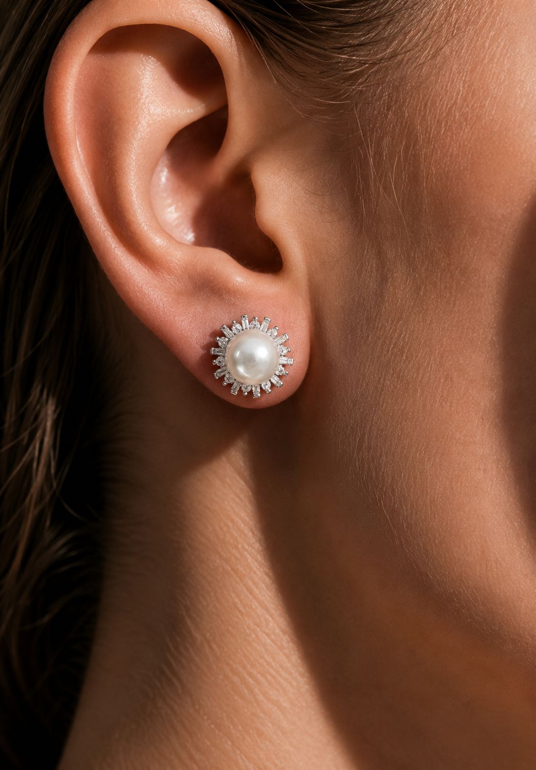 TOJ Everyday - Starry Lisa Fresh Water Pearl Studs with American Diamonds