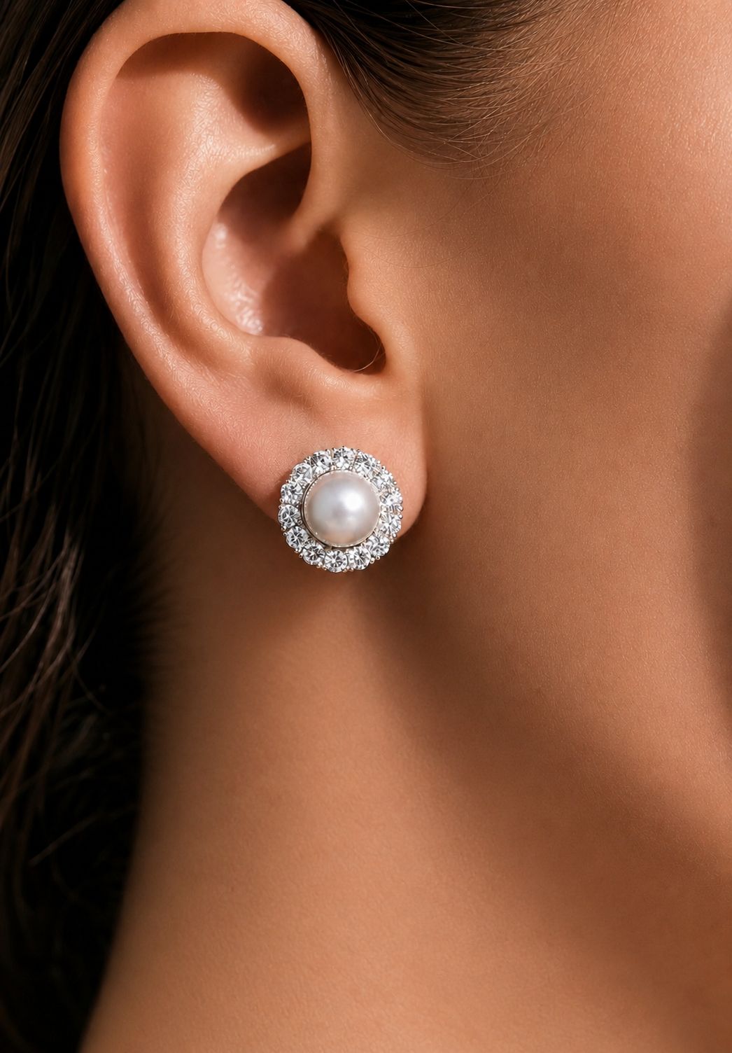 TOJ Everyday - Fresh Water Pearl and American Diamond Classic Pearl Studs
