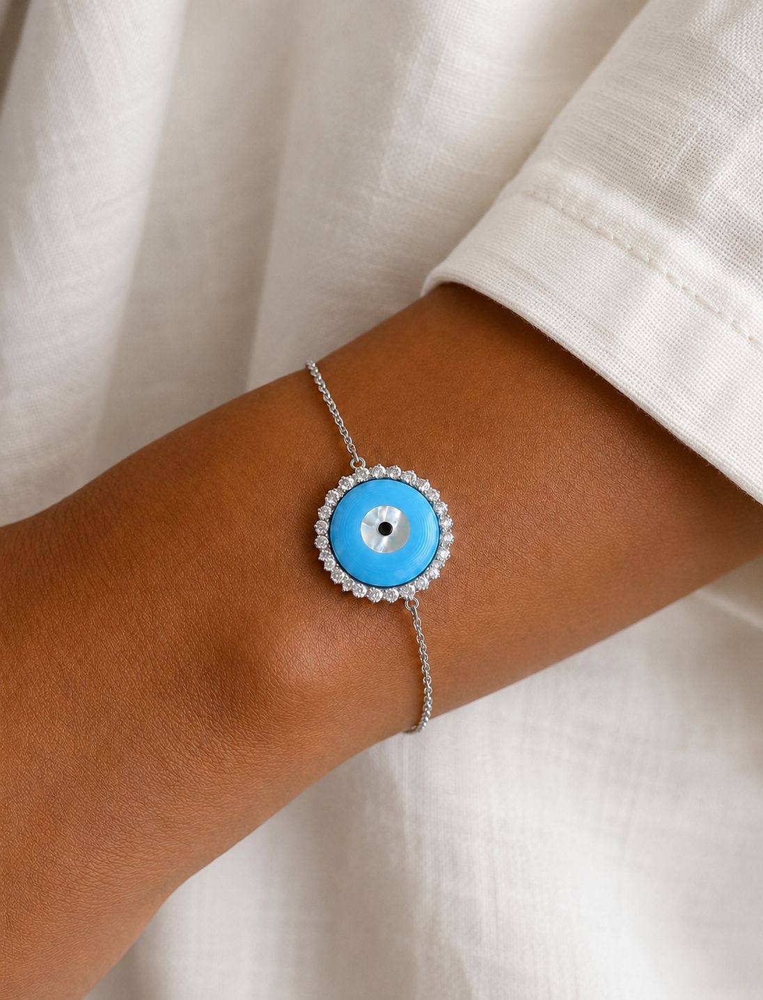 925 Silver Evil Eye Adjustable Bracelet