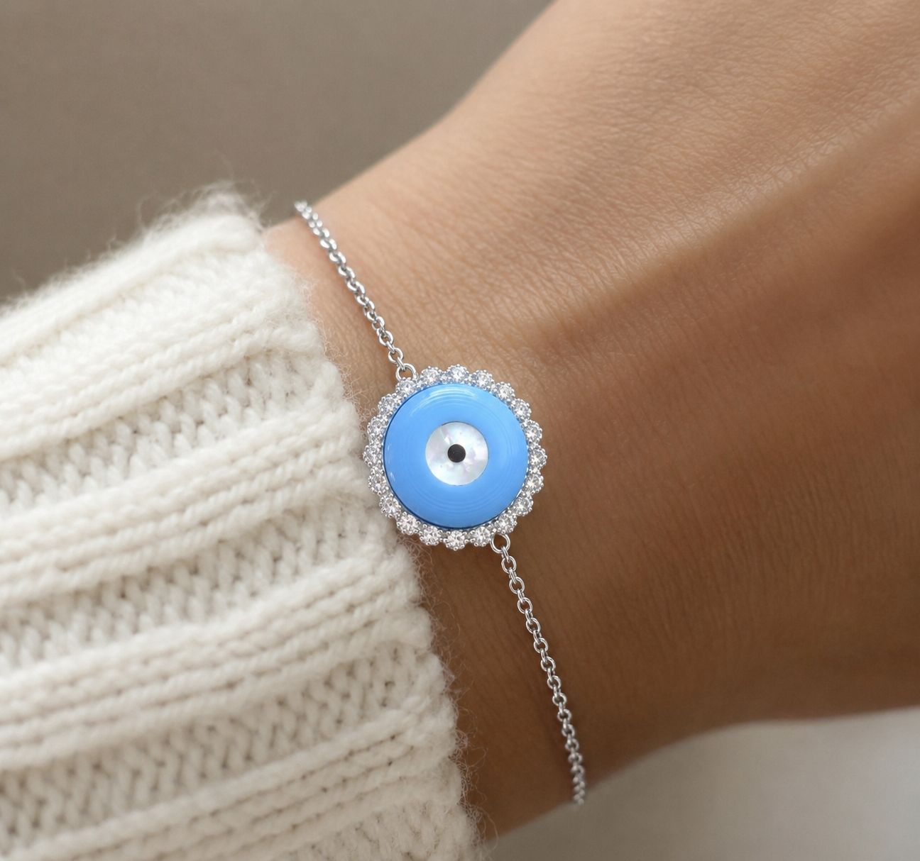 925 Silver Evil Eye Adjustable Bracelet