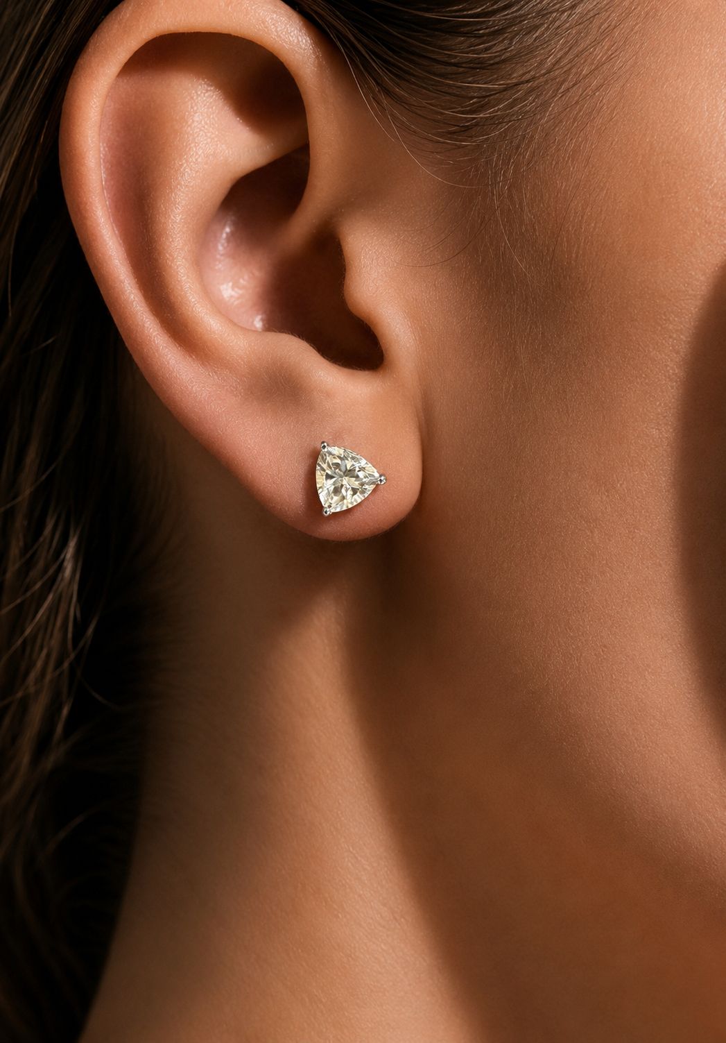 TOJ Everyday - Canary Yellow Diamond Trillion Solitaire Studs