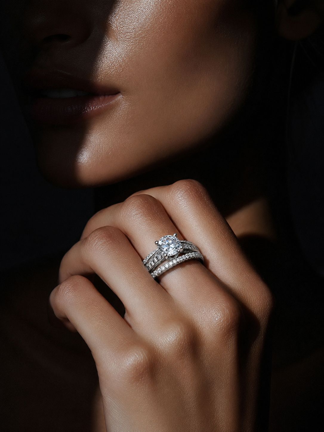 Queens Triband 1 Carat Solitaire Wedding Ring on Pure 925 Silver
