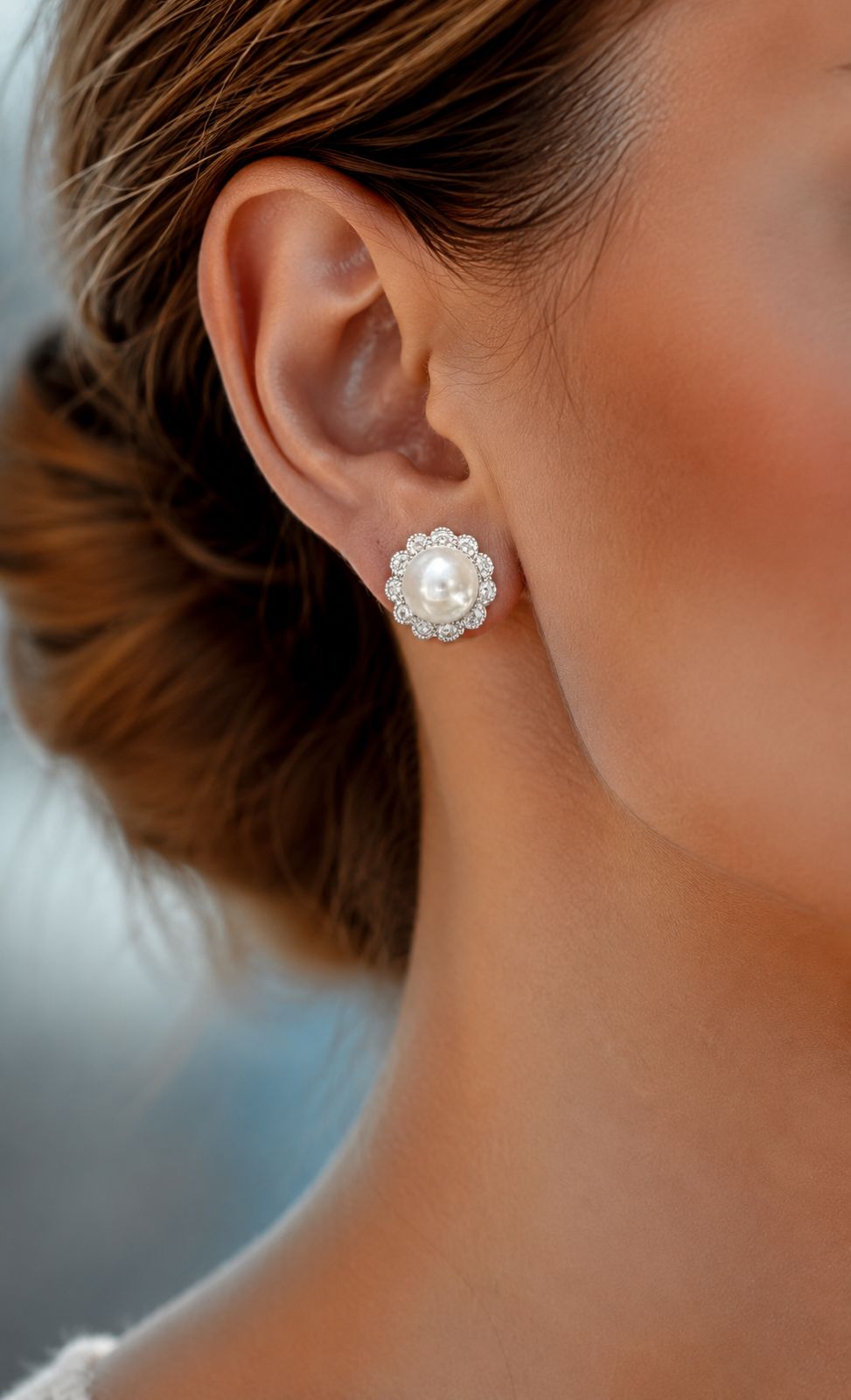 TOJ Everyday - Floral Dolla American Diamond Fresh Water Pearl Studs