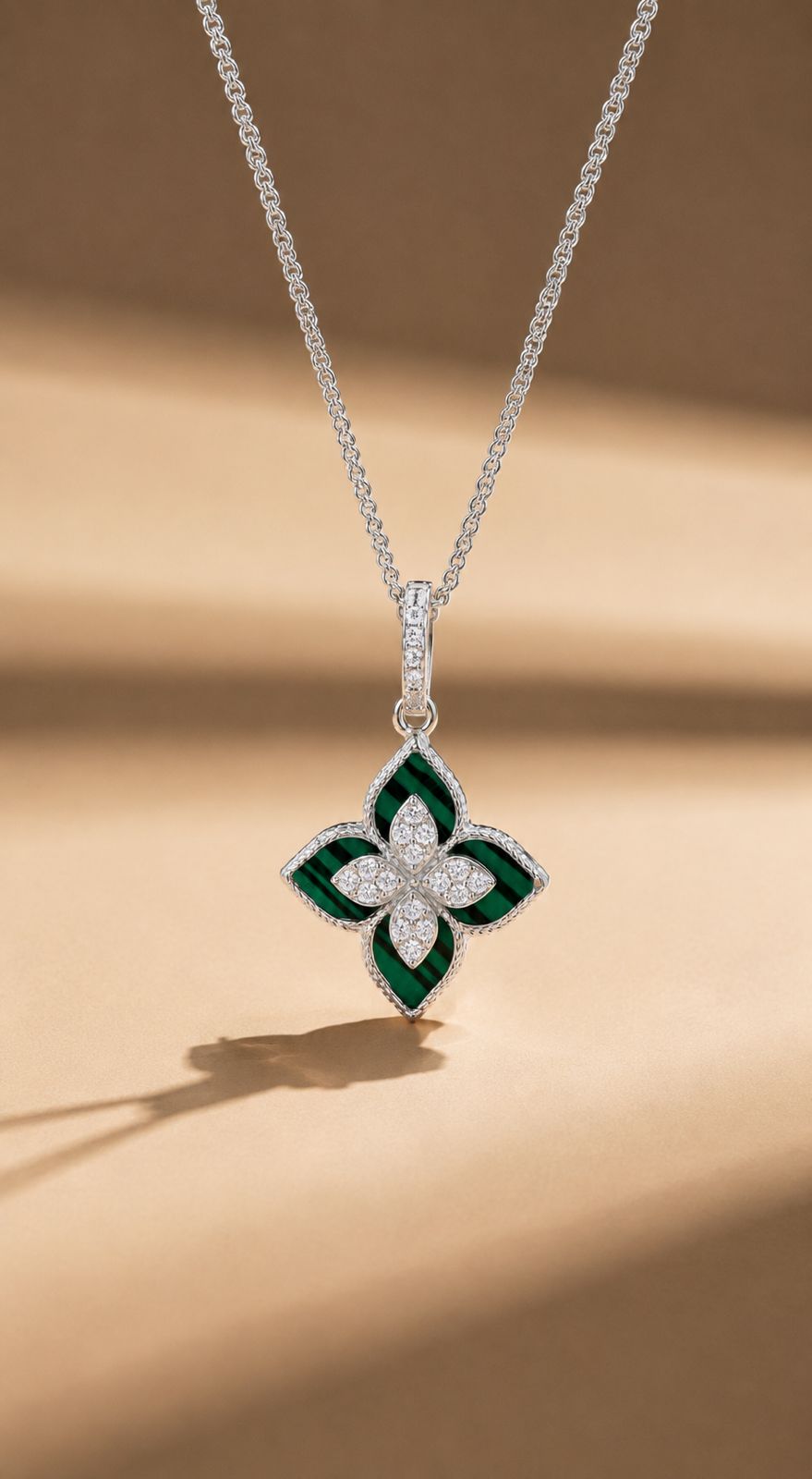 Premium Green Beauty Gina Pendant with Chain on Pure 925 Silver