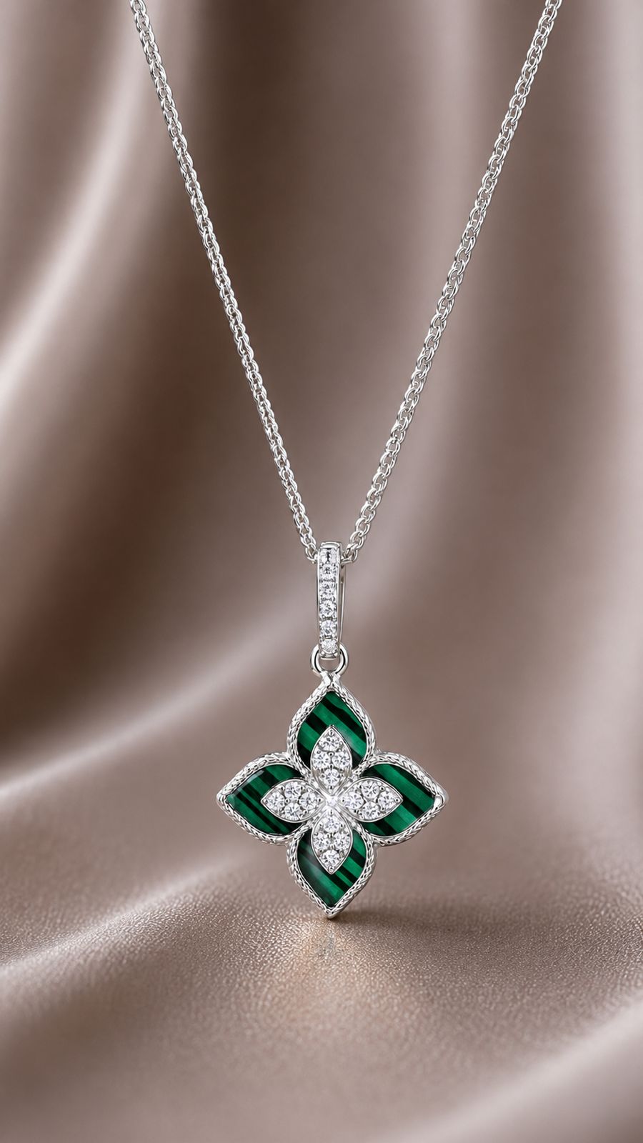 Premium Green Beauty Gina Pendant with Chain on Pure 925 Silver
