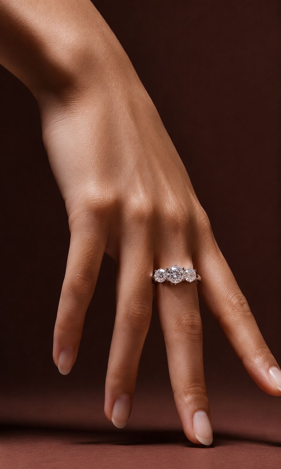 Three Solitaire Diana Ring on Pure 925 Silver