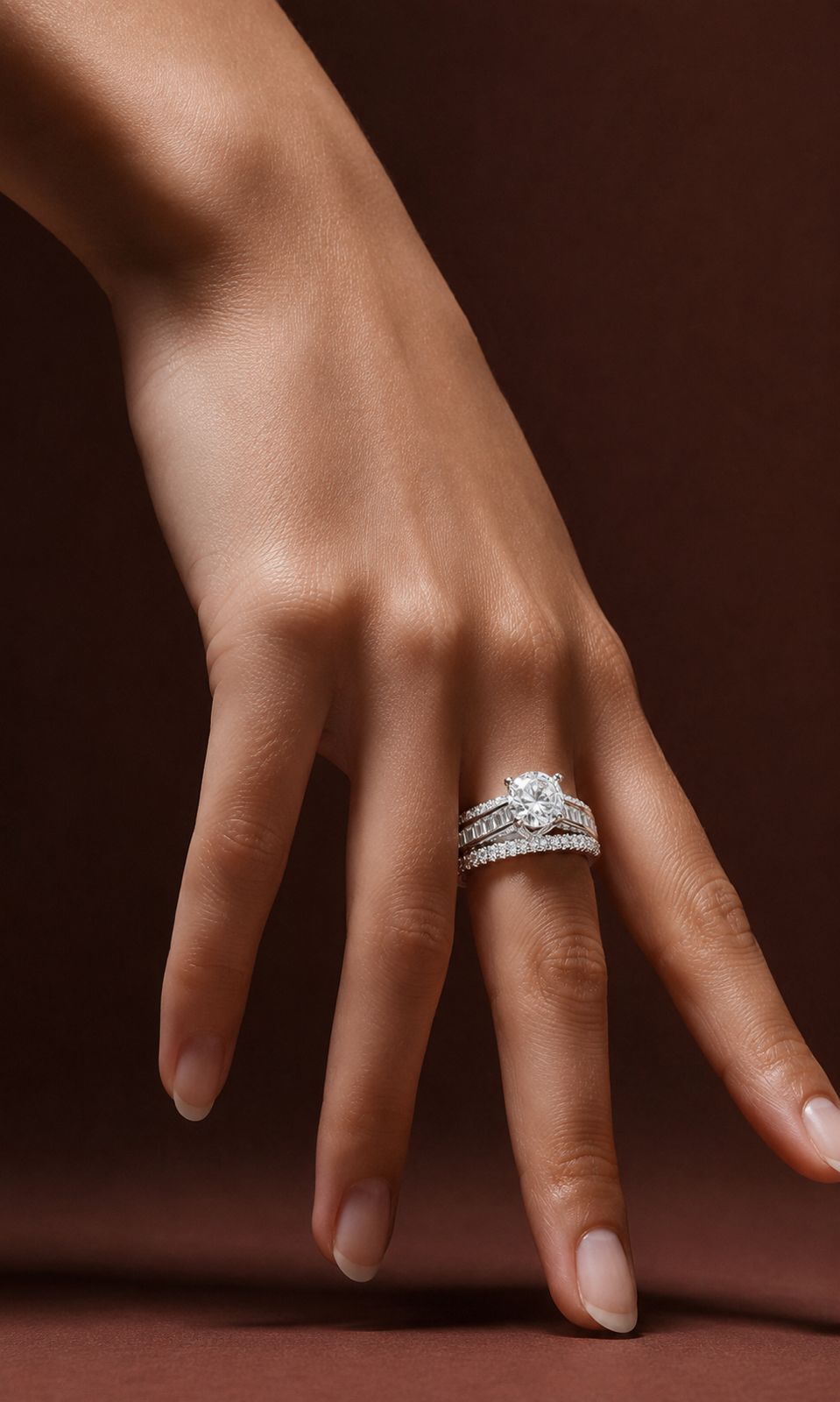 Queens Triband 1 Carat Solitaire Wedding Ring on Pure 925 Silver