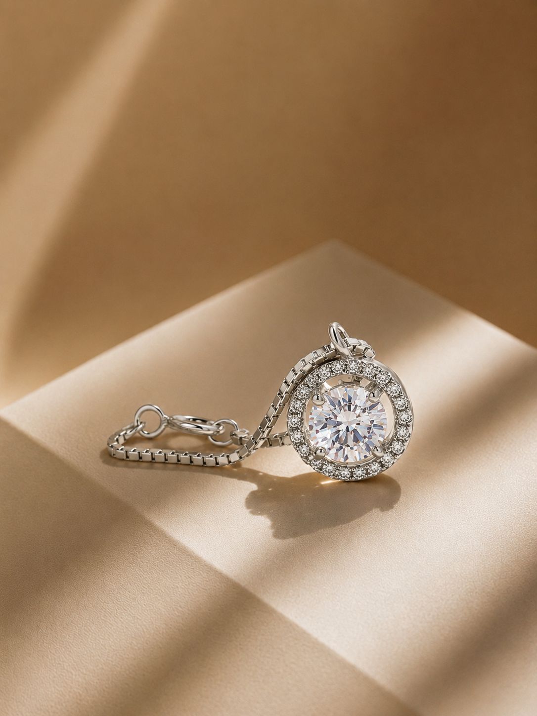 1 Carat Solitaire Watch Charm on Pure 925 Silver.