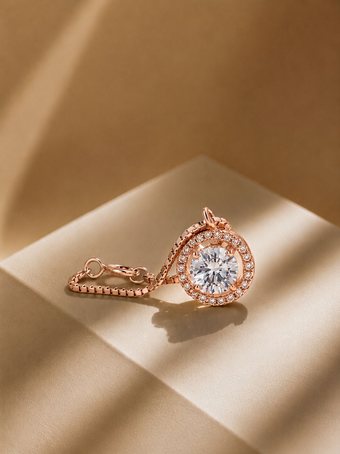 Rose Gold 1 Carat Solitaire Watch Charm on Pure 925 Silver.