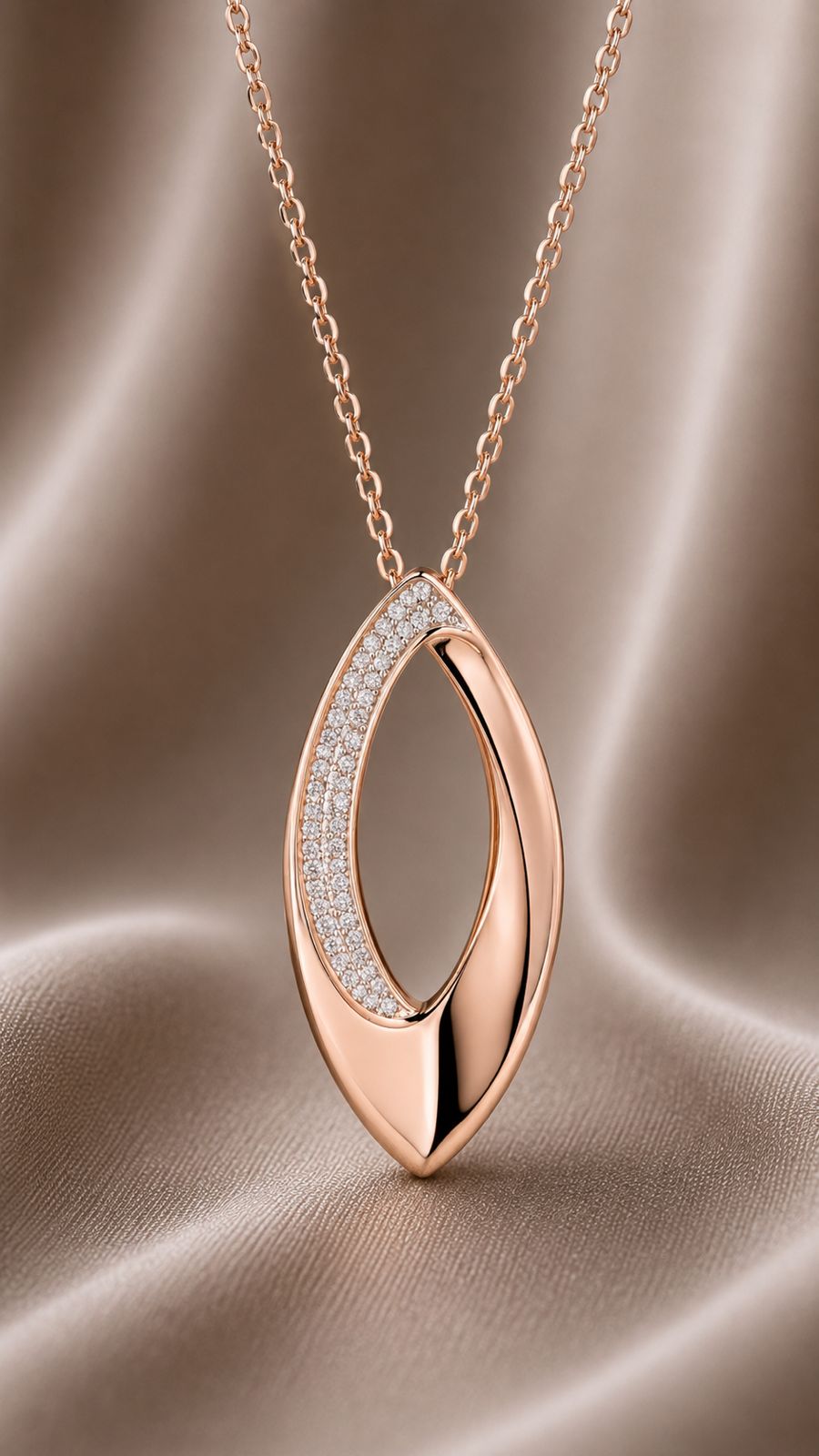 Premium Rose Gold Diamond Studded Chunky Celestine Pendant with Chain