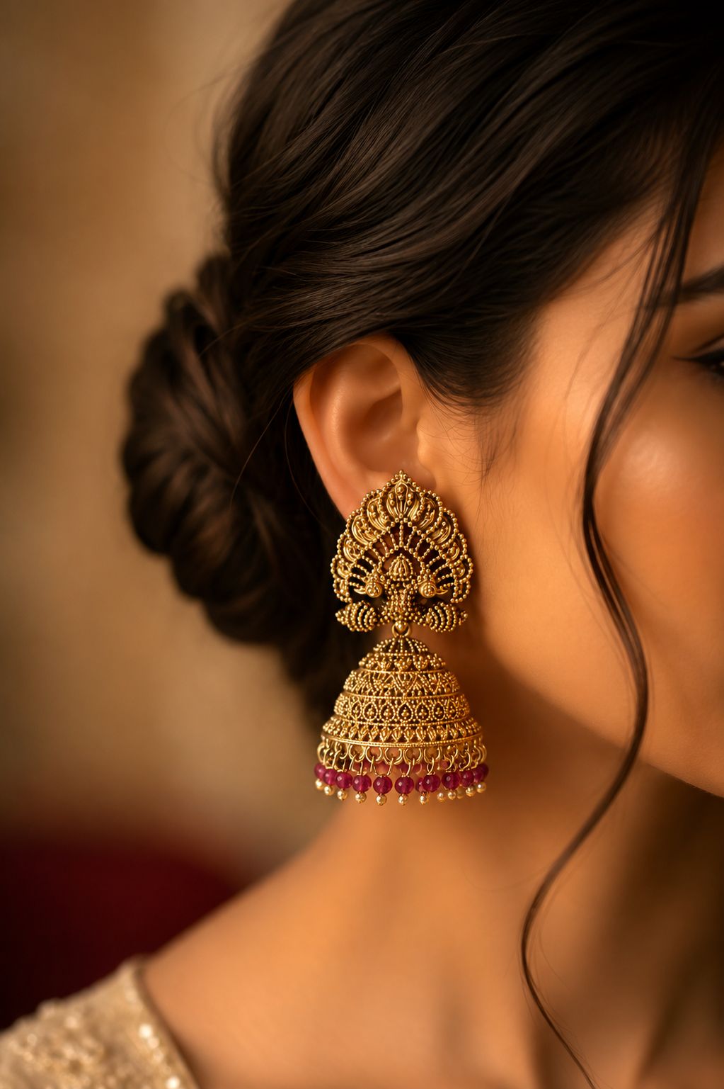 TOJ Everyday -  Festive Exclusive Gold Finish Anantara Jhumkis
