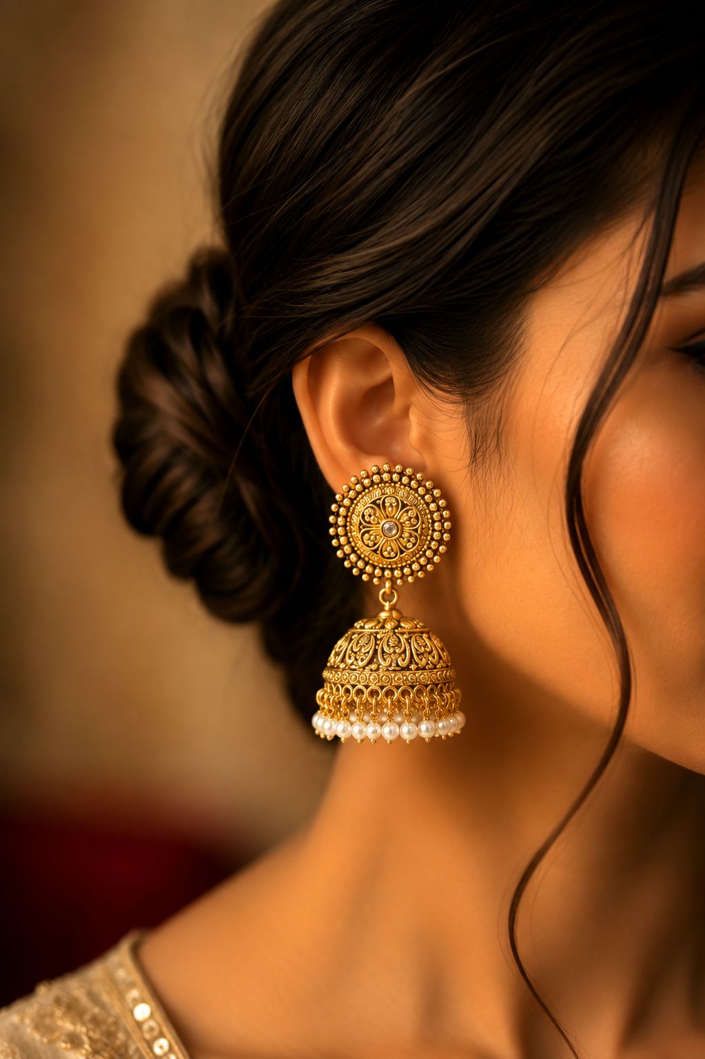 TOJ Everyday -  Festive Exclusive Gold Finish Surya Jhumki Earrings