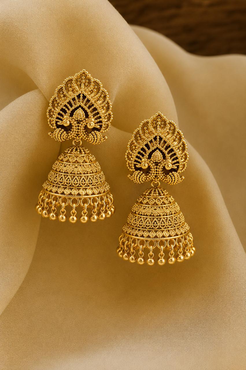 TOJ Everyday -  Festive Exclusive Gold Finish Nirmaya Jhumki Earrings