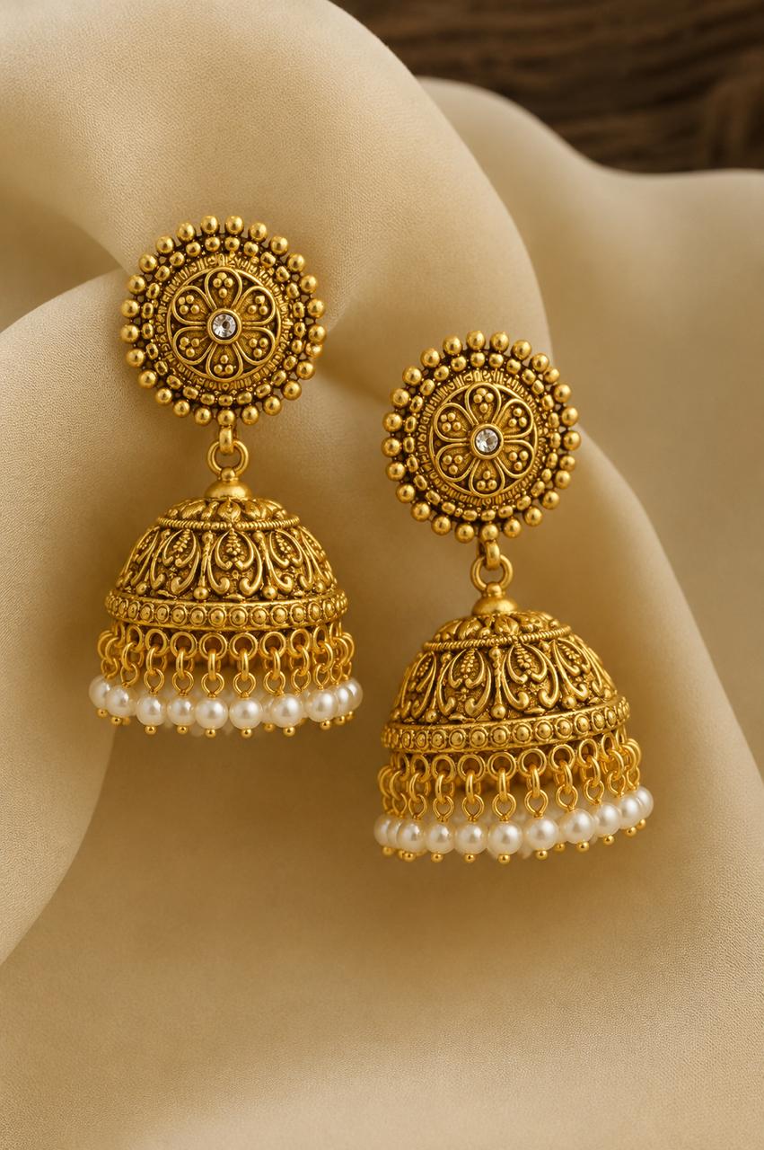 TOJ Everyday -  Festive Exclusive Gold Finish Surya Jhumki Earrings