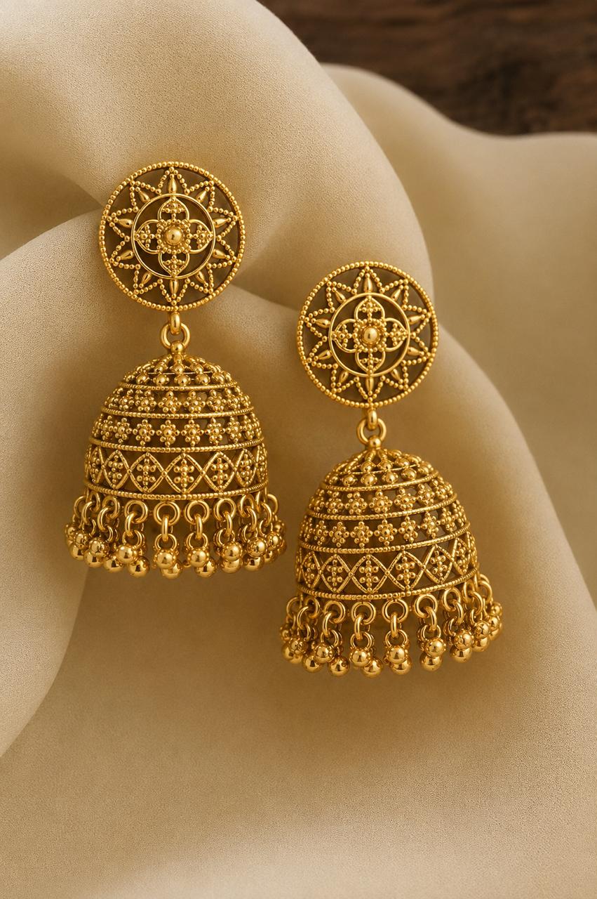 TOJ Everyday -  Festive Exclusive Gold Finish Anaya Jhumki Earrings