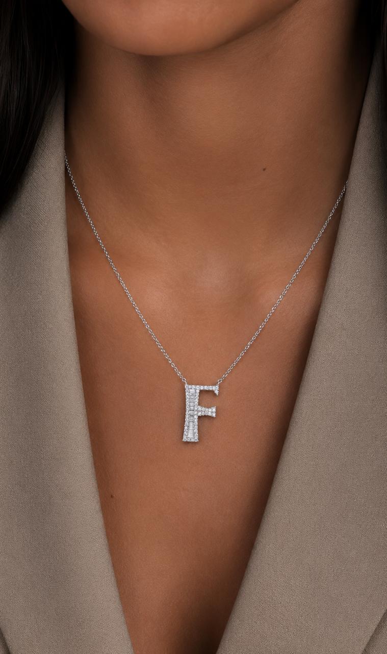 American Diamond Studded Initial Pendants on Pure 925 Silver