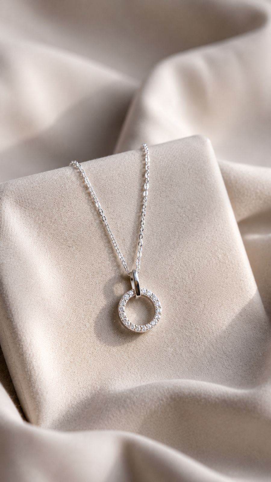 American Diamond Studded Gary Pendant with Chain on Pure 925 Silver