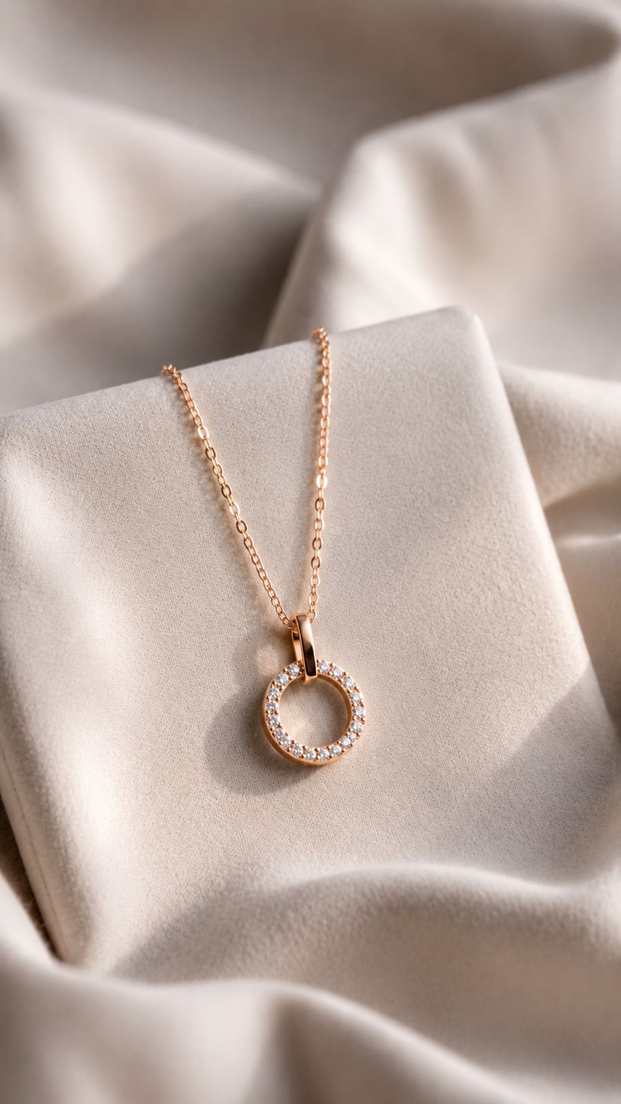 Rose Gold American Diamond Studded Gary Pendant with Chain on Pure 925 Silver