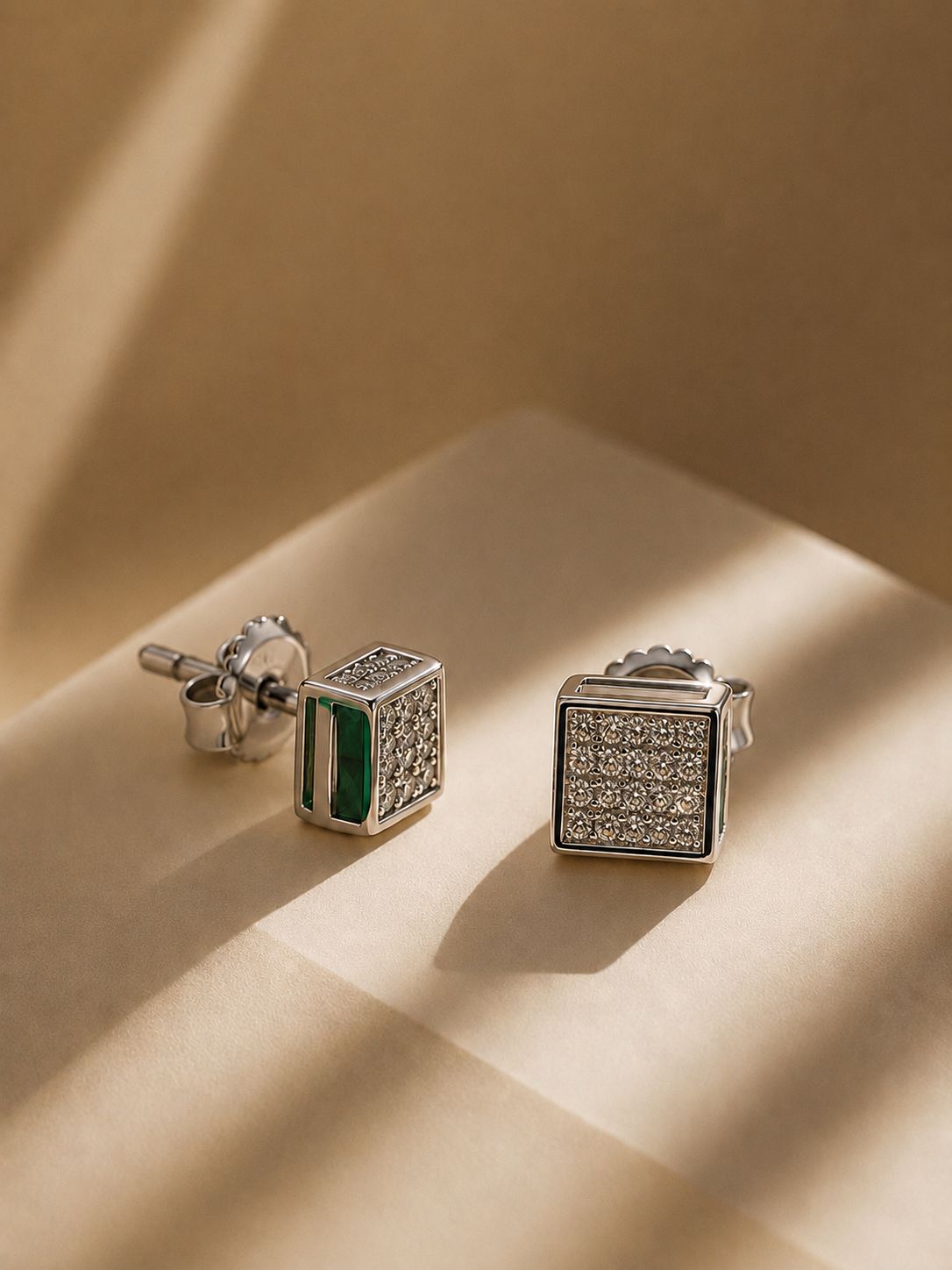 Petite Pave Setting Novo Studs on Pure 925 Silver