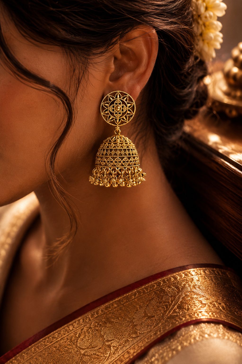 TOJ Everyday -  Festive Exclusive Gold Finish Anaya Jhumki Earrings