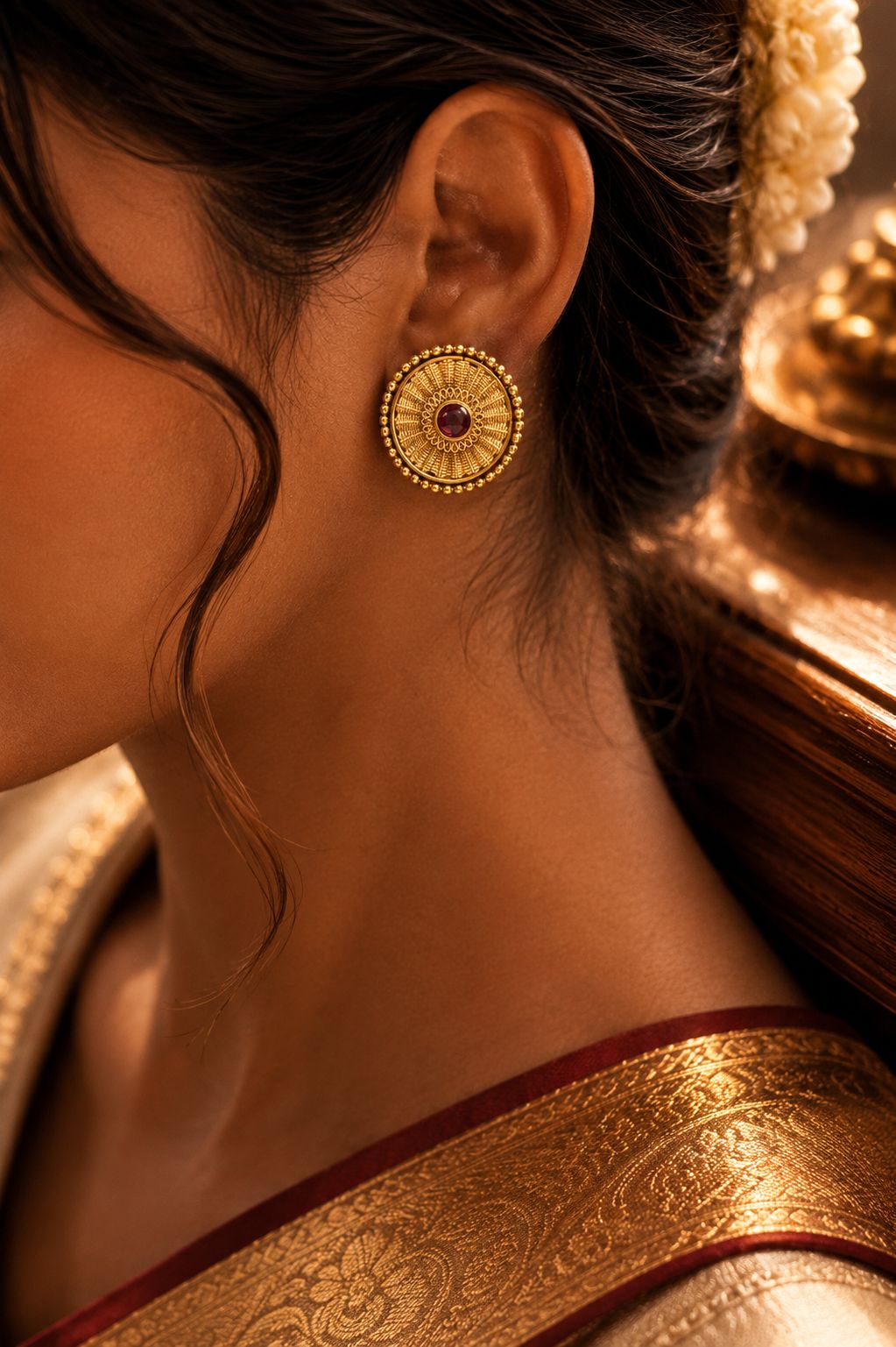 TOJ Everyday - Festive Exclusive Gold Finish Sumati Stud Earrings