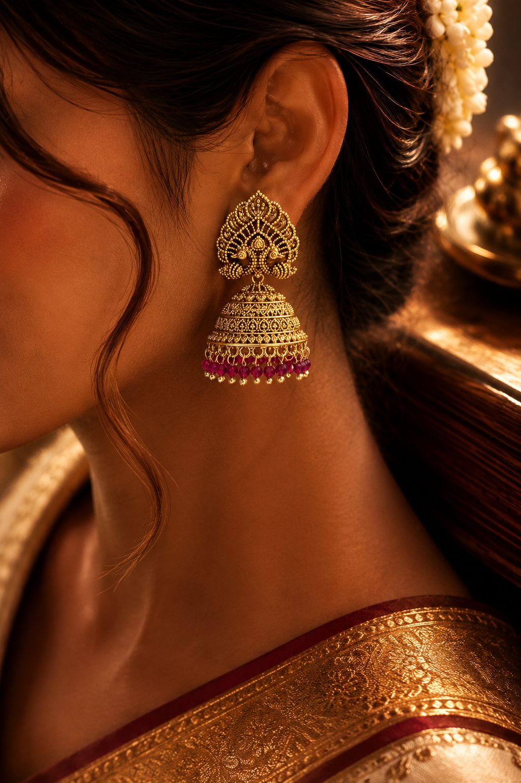 TOJ Everyday -  Festive Exclusive Gold Finish Anantara Jhumkis
