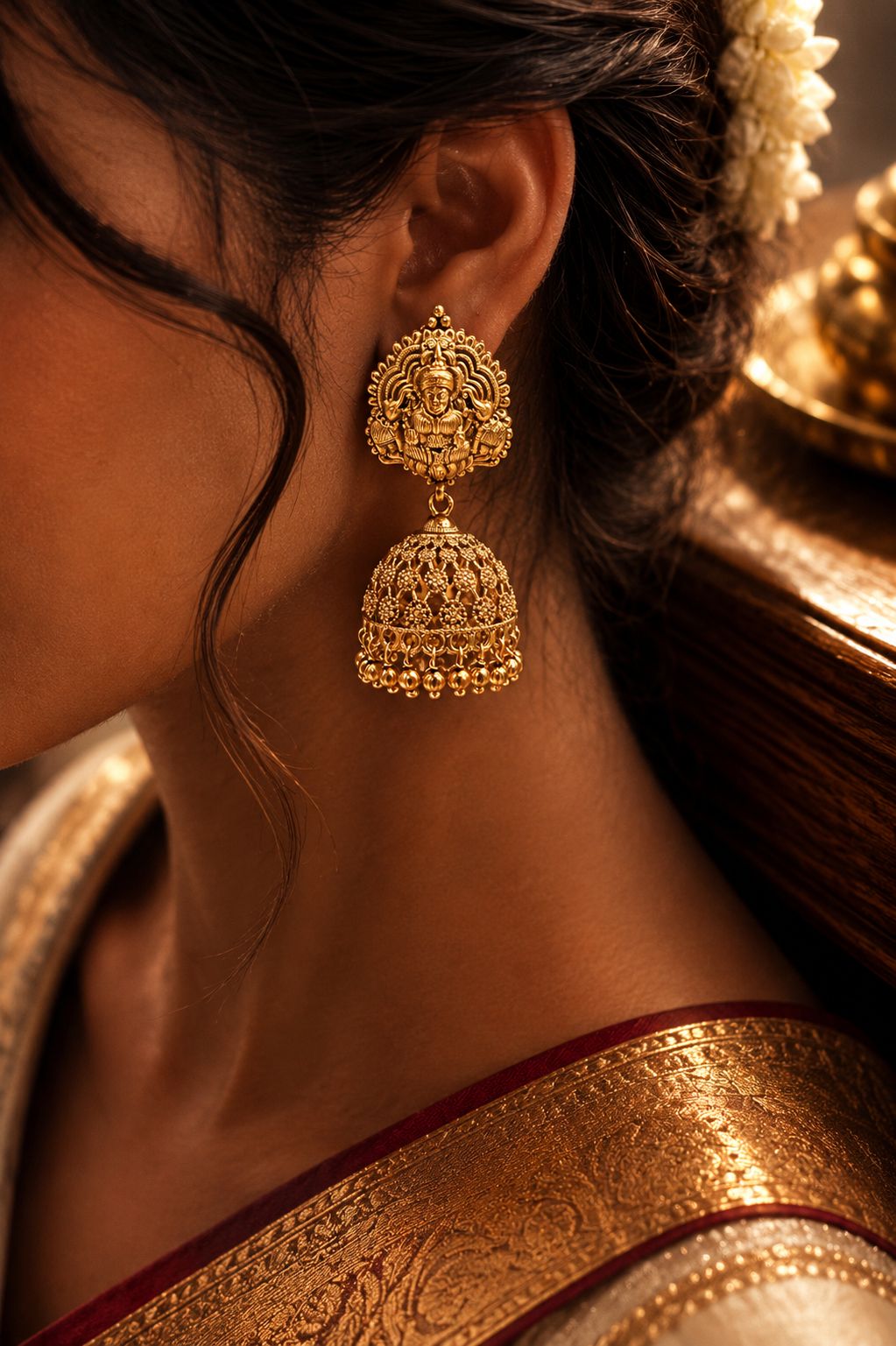 TOJ Everyday -  Festive Exclusive Mahamaya Hand Carved Jhumkis