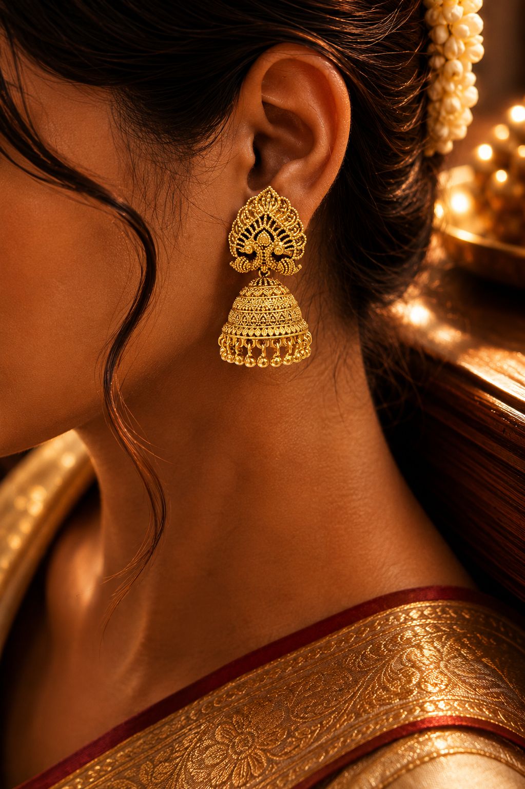 TOJ Everyday -  Festive Exclusive Gold Finish Nirmaya Jhumki Earrings