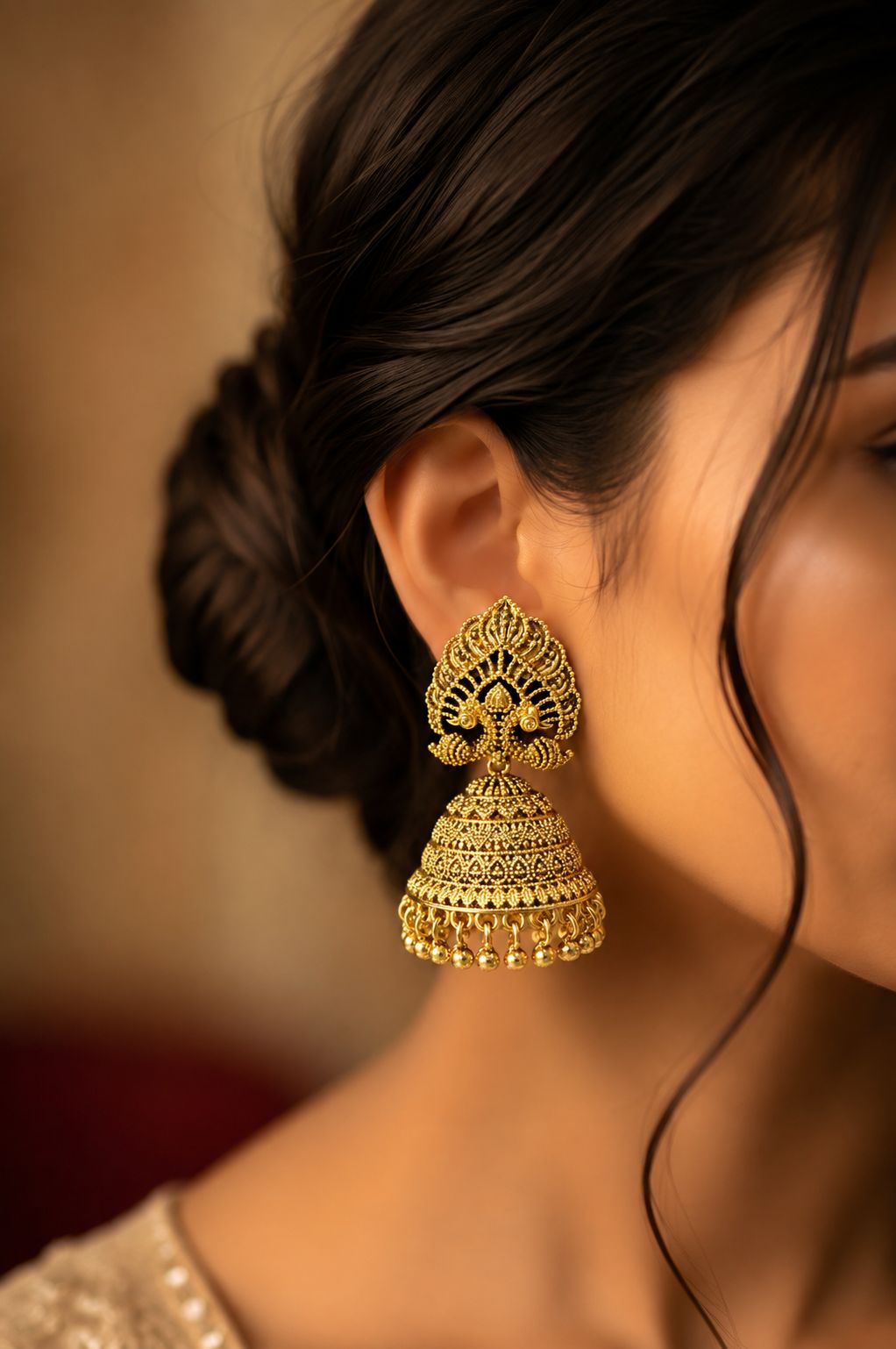 TOJ Everyday -  Festive Exclusive Gold Finish Nirmaya Jhumki Earrings