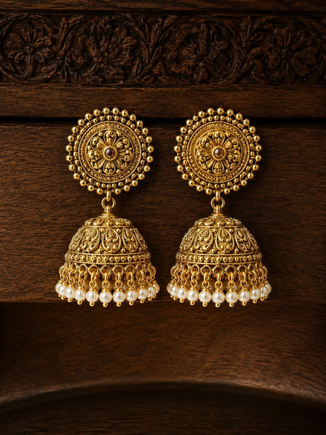 TOJ Everyday -  Festive Exclusive Gold Finish Surya Jhumki Earrings