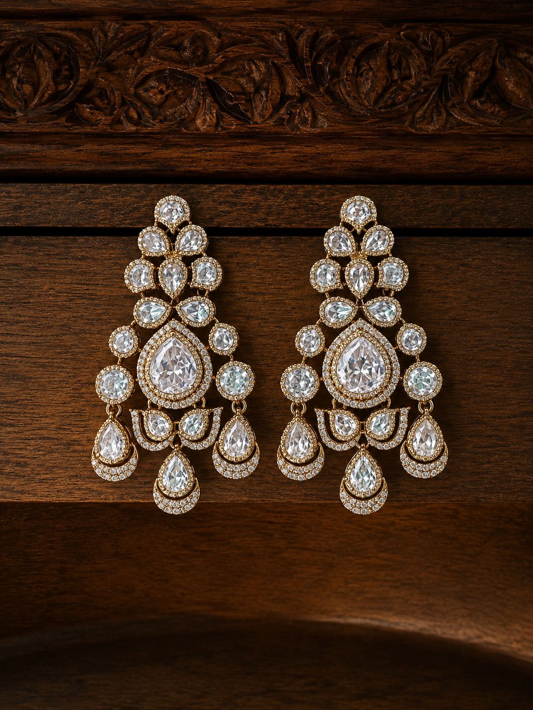 TOJ Everyday -  Festive Exclusive Victorian Finish Classic Moissanite Polki Meernaka Earrings